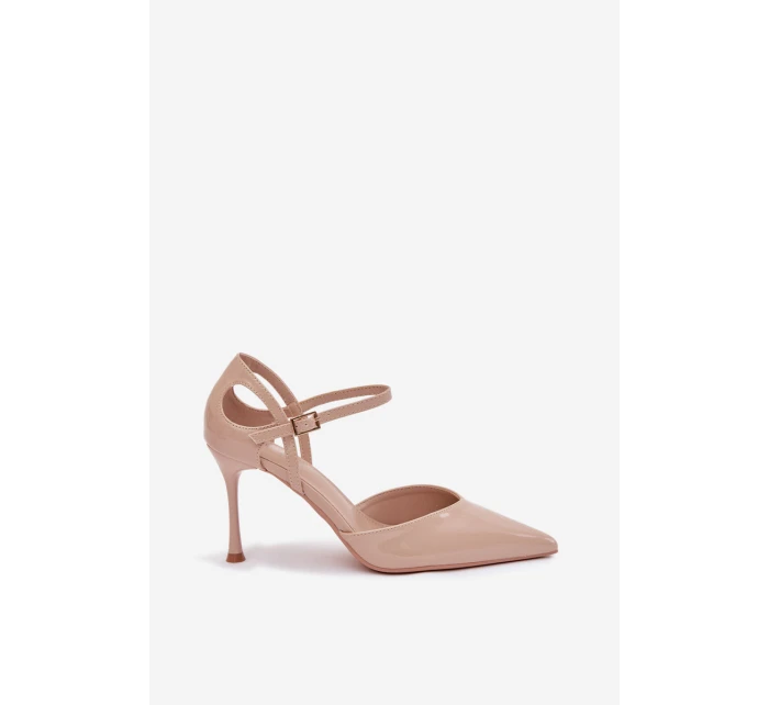 Dámske lakované lodičky s remienkom - béžové Tarilin Dámske lakované lodičky s remienkom - béžové Tarilin