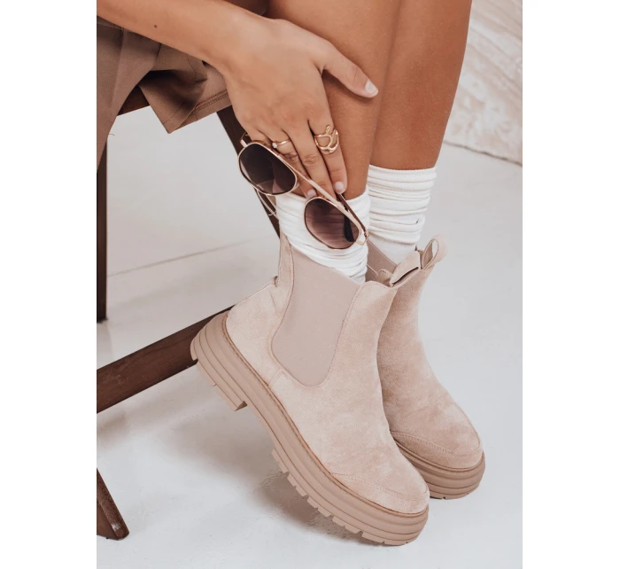 Dámské semišové béžové kozačky Dstreet model 21971971 - FashionStreet