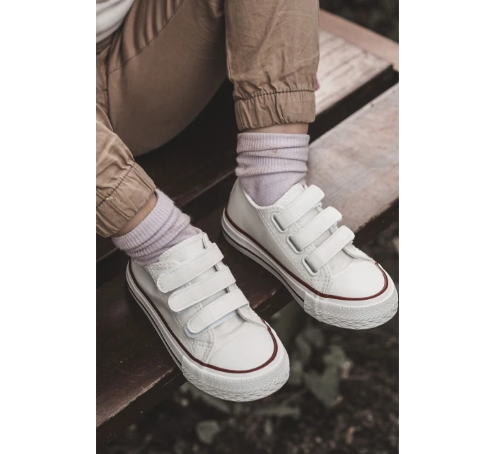 Dětské Kůže tenisky se suchým zipem Bílé model 21578871 - Boto