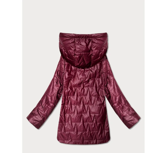 Goodlookin burgundská tenká bunda s kapucňou Plus Size (B8576-27)