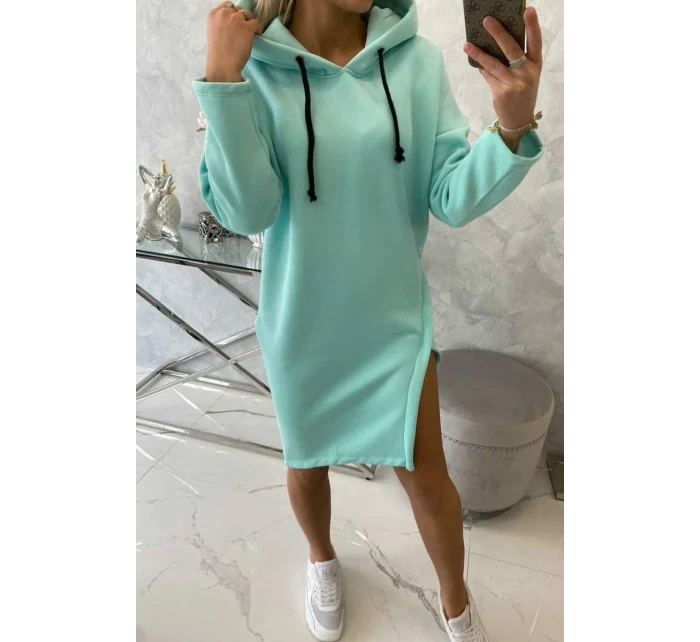 Šaty s kapucí a bočním rozparkem mint Šaty s kapucí a bočním rozparkem mint