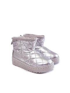 Dziecięce Ocieplane Botki Śniegowce Big Star KK374241 Srebrne