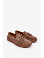 Pánské semišové mokasíny polobotky model 21641503 hnědé - Zazoo