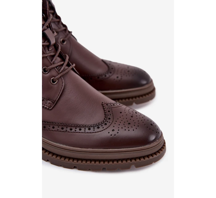 Kožené pánské boty Lee Cooper LCJ 25 33 3960 hnědé Botki Męskie