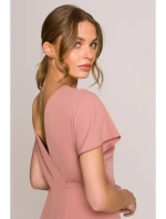 S398 Šaty v tvare ceruzky s bočným rozparkom - ružové