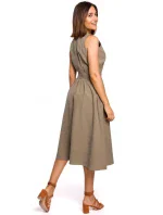 S224 Šaty bez rukávov s umelým zavinovaním - čierne