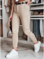 Dámské kalhoty slim fit s páskem tmavě béžové Dstreet model 21986241 - FashionStreet