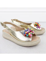 Dámske kožené sandále Filippo DS6983 s korálkami a zlatou metalízou