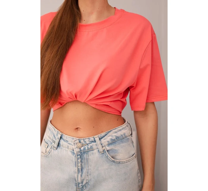 Dámská bavlněná basic halenka s krátkým rukávem malinová