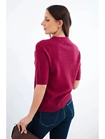 Dámský svetr z baby alpaky s krátkým rukávem a kulatým výstřihem model 22294746 - K-Fashion