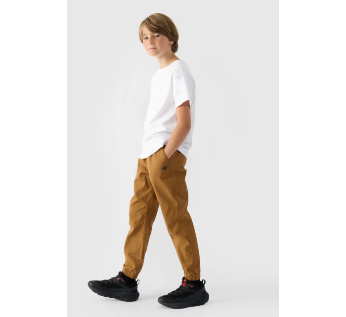 Chłopięce Spodnie Joggery Casual Gładkie 4F 4FJWMM00TTROM0812-82S Brązowe
