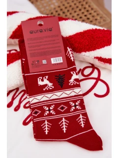 Pánske vianočné ponožky s motívom bežiaceho soba - červené