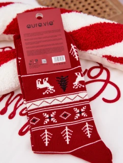 Pánske vianočné ponožky s motívom bežiaceho soba - červené