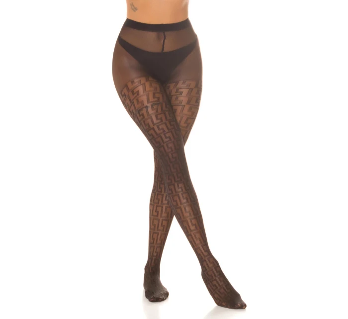 Pančuchy s geometrickým vzorom SH5015 - InStylefashion