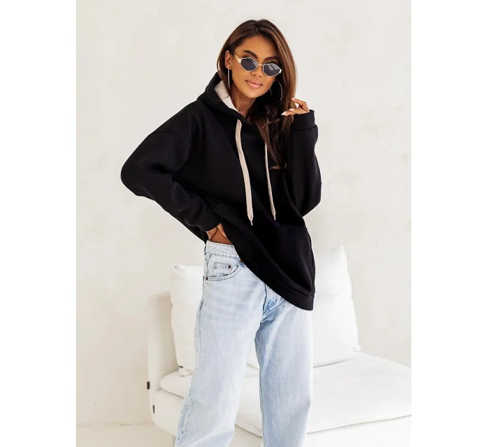 Černá hrubší dámská klokaní mikina model 21777399 - Moon