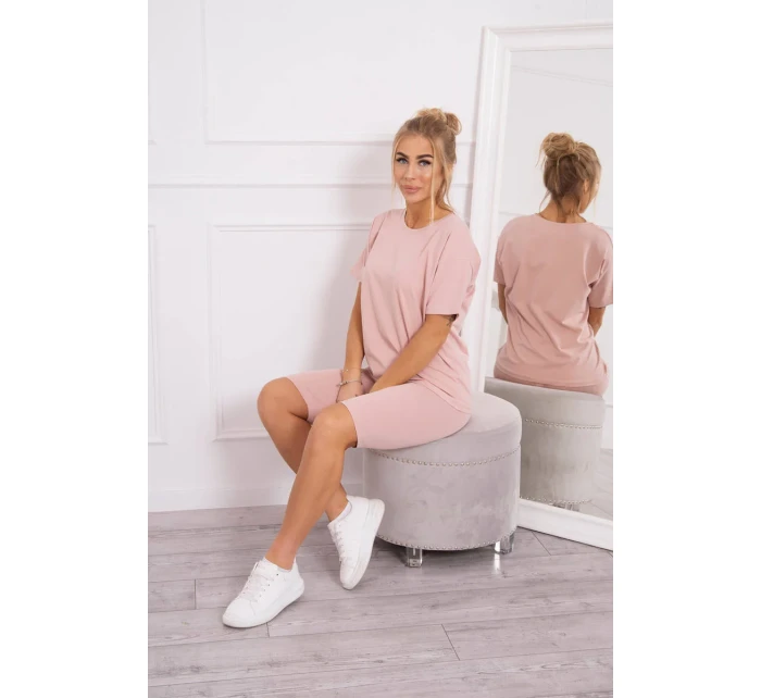 Komplet top+legginsy ciemny pudrowy róż