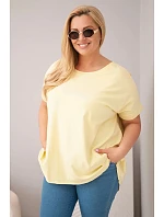 Dámská bavlněná halenka Plus Size s krátkým rukávem žlutá Dámská bavlněná halenka Plus Size s krátkým rukávem žlutá
