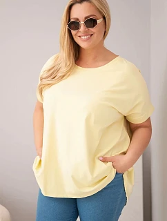 Dámská bavlněná halenka Plus Size s krátkým rukávem žlutá
