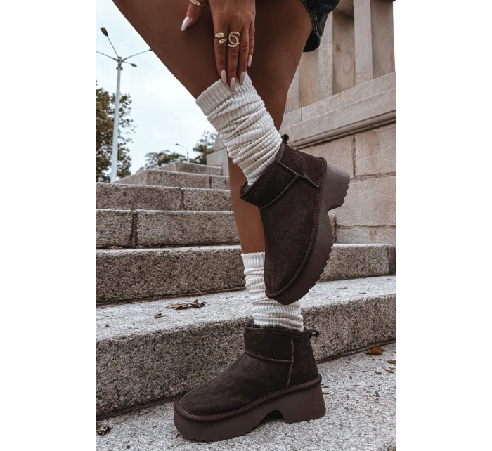 Dámské sněhule z pravé kůže vyhřívané kožíškem hnědé model 21714790 - Boto Dámské sněhule z pravé kůže vyhřívané kožíškem hnědé model 21714790 - Boto