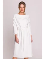 S403 Pletené šaty v nadmernej veľkosti - ecru