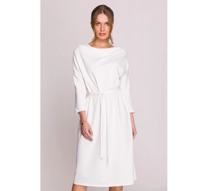 S403 Pletené šaty v nadmernej veľkosti - ecru