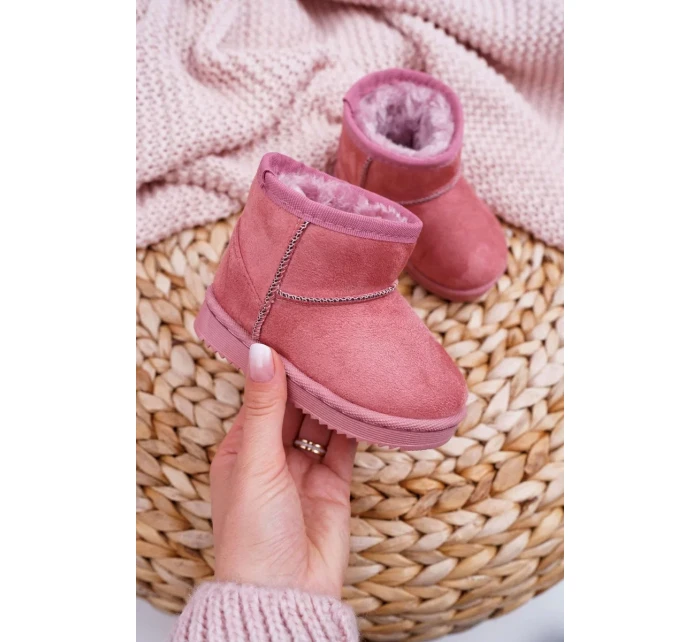 Dětské Teplé Sněhule Semišové Růžové Gooby Dětské Teplé Sněhule Semišové Růžové Gooby
