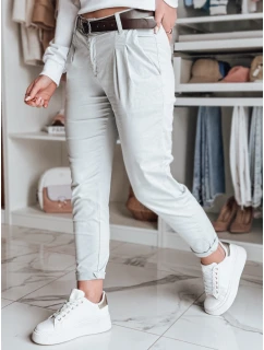 Dámske nohavice chinos s opaskom MODELA svetlo šedá FashionStreet UY2564