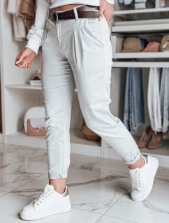 Dámske nohavice chinos s opaskom MODELA svetlo šedá FashionStreet UY2564