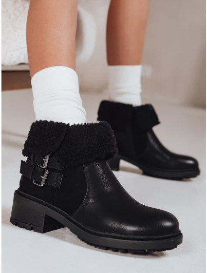 Dámské kozačky s ovčí kůží černé Dstreet model 21994265 - FashionStreet