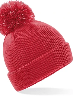 B Dětská pletená čepice s bambulí 53. bright red model 22433240 - Beechfield