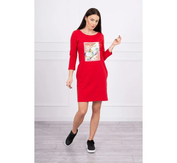 Šaty s 3D grafikou vtáka červené Šaty s 3D grafikou vtáka červené