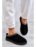 Dámské semišové pantofle s kožíškem černá model 21607416 - Boto