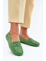 Damskie Zamszowe Mokasyny Zielone Lenvie