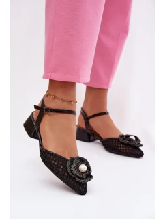 Dámské sandály na klínku s ozdobným detailem Černé model 21937530 - Boto