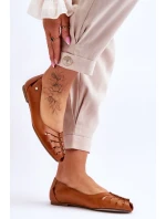 Pohodlné dámske kožené baleríny Brown Luka