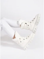 Módne biele dámske snežnice na platforme Módne biele dámske snežnice na platforme