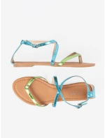 Pohodlné dámske sandále zelené bez podpätku Pohodlné dámske sandále zelené bez podpätku