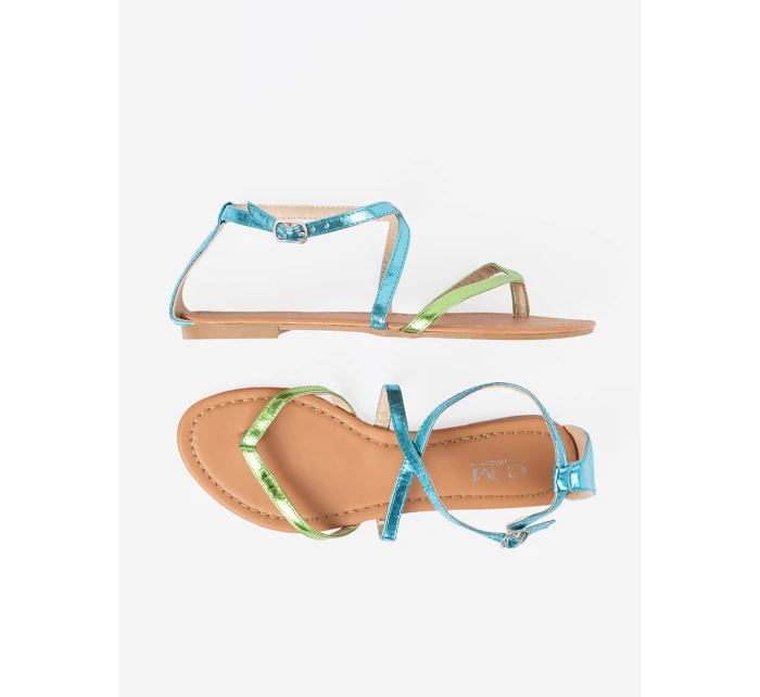 Pohodlné dámske sandále zelené bez podpätku Pohodlné dámske sandále zelené bez podpätku