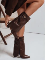 Dámské kozačky na jehlovém podpatku s širokým svrškem hnědé Dstreet model 21992368 - FashionStreet