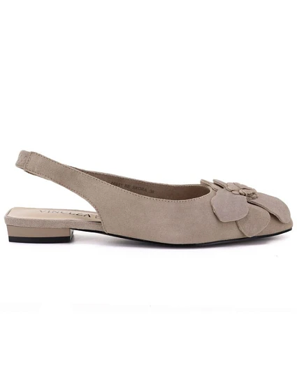 Dámské kožené květinové sandály béžové model 22117630 - VINCEZA
