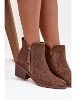 Dámské boty na podpatku model 21713523 hnědé - S.Barski