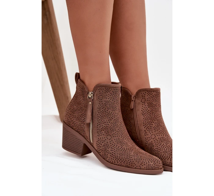 Dámské boty na podpatku model 21713523 hnědé - S.Barski