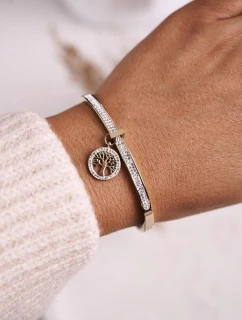 Oceľový náramok s kubickým zirkónom Strom života Golden Alive