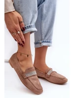 Dámské mokasíny s kamínky Světle hnědá Ralrika Dámské mokasíny s kamínky Světle hnědá Ralrika