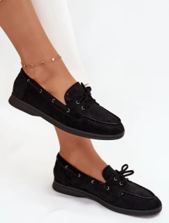 Dámske mokasíny so šnúrkami Zalina - čierne