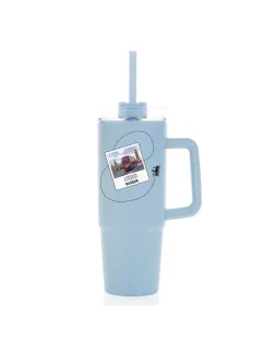 Vlastní text na cestovatelskou termosku s průhledným víčkem