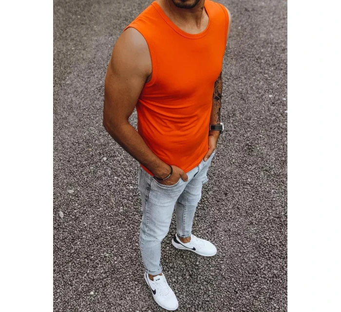 Oranžové jednofarebné pánske tielko RX4919 - Dstreet