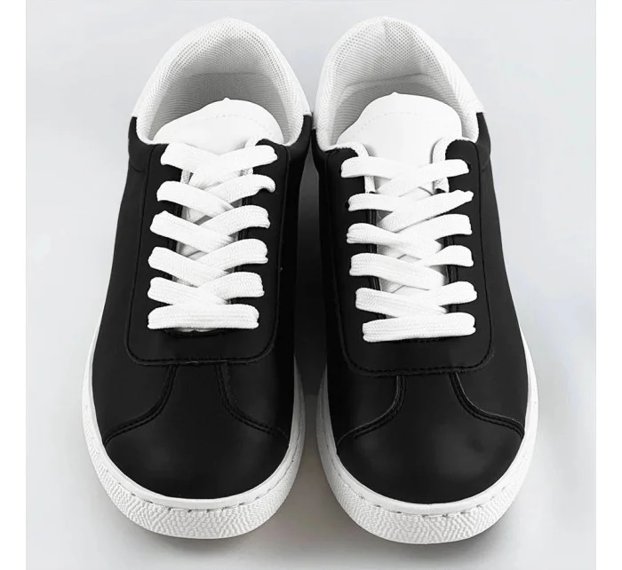 Čierno-biele šnurovacie dámske sneakersy (BF-025)