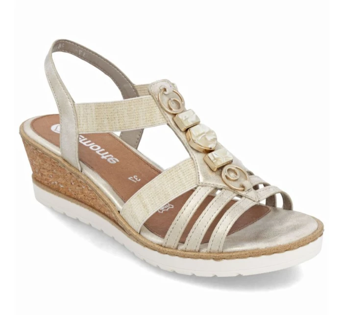 Dámské zlaté sandály na platformě s podrážkou model 21904834 - Remonte Dámské zlaté sandály na platformě s podrážkou model 21904834 - Remonte