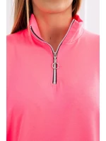 Mikina se zipem a kapsami růžová neonová